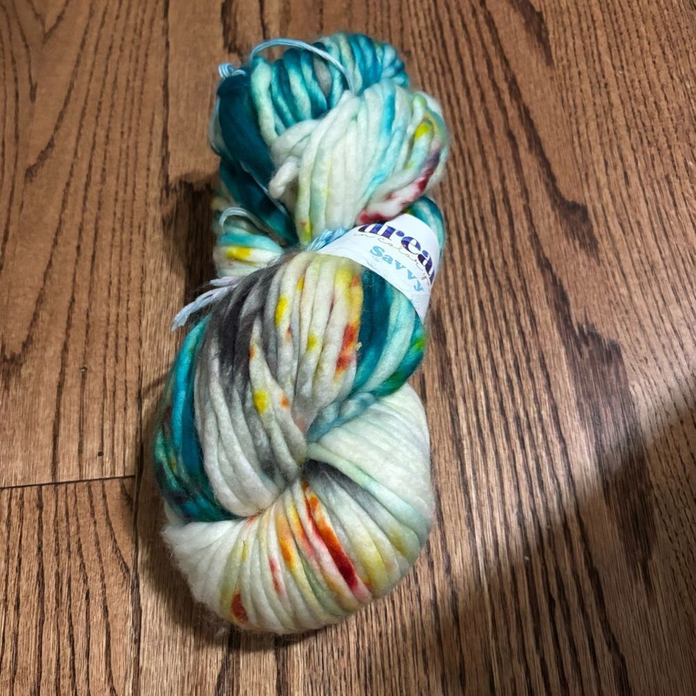 Dream In Color Yarn Super Bulky Wool Time Away Cream Teal Multicolor Knit Savvy